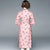 Vestido chino cheongsam de lana de manga larga hasta la rodilla con estampado de mariposas