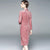 Vestido chino cheongsam de terciopelo con patrón de ondulación de agua de manga larga