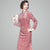 Robe chinoise Cheongsam en velours à motif d'ondulation de l'eau à manches longues
