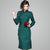 3/4 Sleeve Knee Length Fancy Cotton Cheongsam Mother Dress