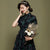 Cheongsam Top im chinesischen Stil figurbetontes knielanges Tageskleid mit Beflockung