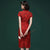 Knee Length Floral Lace Retro Cheongsam Chinese Style Evening Dress