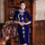 Vestido de madre cheongsam de terciopelo hasta la rodilla con bordado floral de media manga