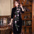 Robe chinoise Cheongsam en velours à manches longues et col troué