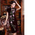 Key Hole Neck Cap Sleeve Velvet Cheongsam Chinese Dress with Floral Appliques