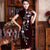 Key Hole Neck Cap Sleeve Velvet Cheongsam Chinese Dress with Floral Appliques