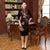 Half Sleeve Knee Length Velvet Cheongsam Chinese Dress with Floral Appliques
