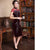 Illusion Knee Length Velvet Cheongsam Chinese Dress with Floral Appliques