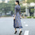 3/4 manga patrón auspicioso cheongsam top té longitud vestido Ao Dai