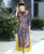 Manches 3/4 Cheongsam Top Thé Longueur Robe Florale Ao Dai