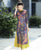 Vestido floral de Ao Dai de longitud de té con top cheongsam de manga 3/4