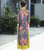 3/4 Sleeve Cheongsam Top Tea Length Ao Dai Floral Dress