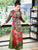 Manches 3/4 Cheongsam Top Thé Longueur Robe Florale Ao Dai