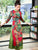 3/4 Sleeve Cheongsam Top Tea Length Ao Dai Floral Dress