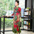 Manches 3/4 Cheongsam Top Thé Longueur Robe Florale Ao Dai