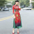 Cheongsam Top Tea Length Vietnam Ao Dai Floral Dress