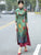 Cheongsam Top Tea Lunghezza Abito floreale Vietnam Ao Dai