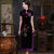 Vestido floral de terciopelo Cheongsam superior hasta el té Vietnam Ao Dai