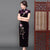 Vestido de madre cheongsam de terciopelo de longitud completa con manga casquillo