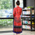 Mandarin Collar 3/4 Sleeve Tea Length Brocade Ao Dai Dress