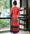 Mandarin Collar 3/4 Sleeve Tea Length Brocade Ao Dai Dress