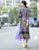 Mandarin Collar 3/4 Sleeve Tea Length Brocade Ao Dai Dress