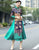 Mandarin Collar 3/4 Sleeve Tea Length Brocade Ao Dai Dress