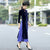 Ao Dai Kleid aus Samt mit Stehkragen und langen Ärmeln in Teelänge