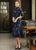 3/4 Sleeve Mandarin Collar Tea Length Floral Lace Ao Dai Dress