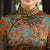 3/4 Sleeve Mandarin Collar Tea Length Floral Silk Ao Dai Dress