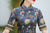 Short Sleeve Mandarin Collar Tea Length Floral Chiffon Ao Dai Dress