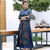 Mandarin Collar Tea Length Floral Seersucker Ao Dai Dress