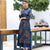 Mandarin Collar Tea Length Floral Seersucker Ao Dai Dress