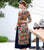 Mandarin Collar Tea Length Floral Silk Ao Dai Dress