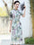 Mandarin Collar Half Sleeve Tea Length Floral Georgette Ao Dai Dress