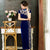 Keyhole Neck Full Length Velvet Cheongsam Chinese Dress with Sequins