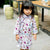 Long Sleeve 100% Cotton Floral Kid's Cheongsam Dress