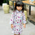 Langarm-Cheongsam-Kleid aus 100% Baumwolle mit Blumenmuster für Kinder