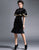 Boat Neck Knee Length Velvet Pencil Dress with Cape