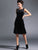 Boat Neck Knee Length Velvet Pencil Dress with Cape