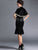 Boat Neck Knee Length Velvet Pencil Dress with Cape