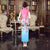 Key Hole Neck Full Length Floral Silk Blend Cheongsam Chinese Dress