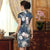 Knee Length Real Silk Cheongsam Floral Chinese Dress