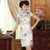 Knee Length Real Silk Cheongsam Floral Chinese Dress