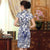 Knee Length Real Silk Cheongsam Floral Chinese Dress