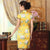 Knee Length Real Silk Cheongsam Floral Chinese Dress