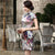 Knee Length Real Silk Cheongsam Floral Chinese Dress