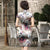 Knielanges chinesisches Cheongsam-Kleid aus echter Seide mit Blumenmuster