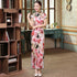 Cap Sleeve Real Silk Cheongsam Full Length Chinese Dress