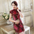 Cap Sleeve Floral Velvet Cheongsam Chinese Dress